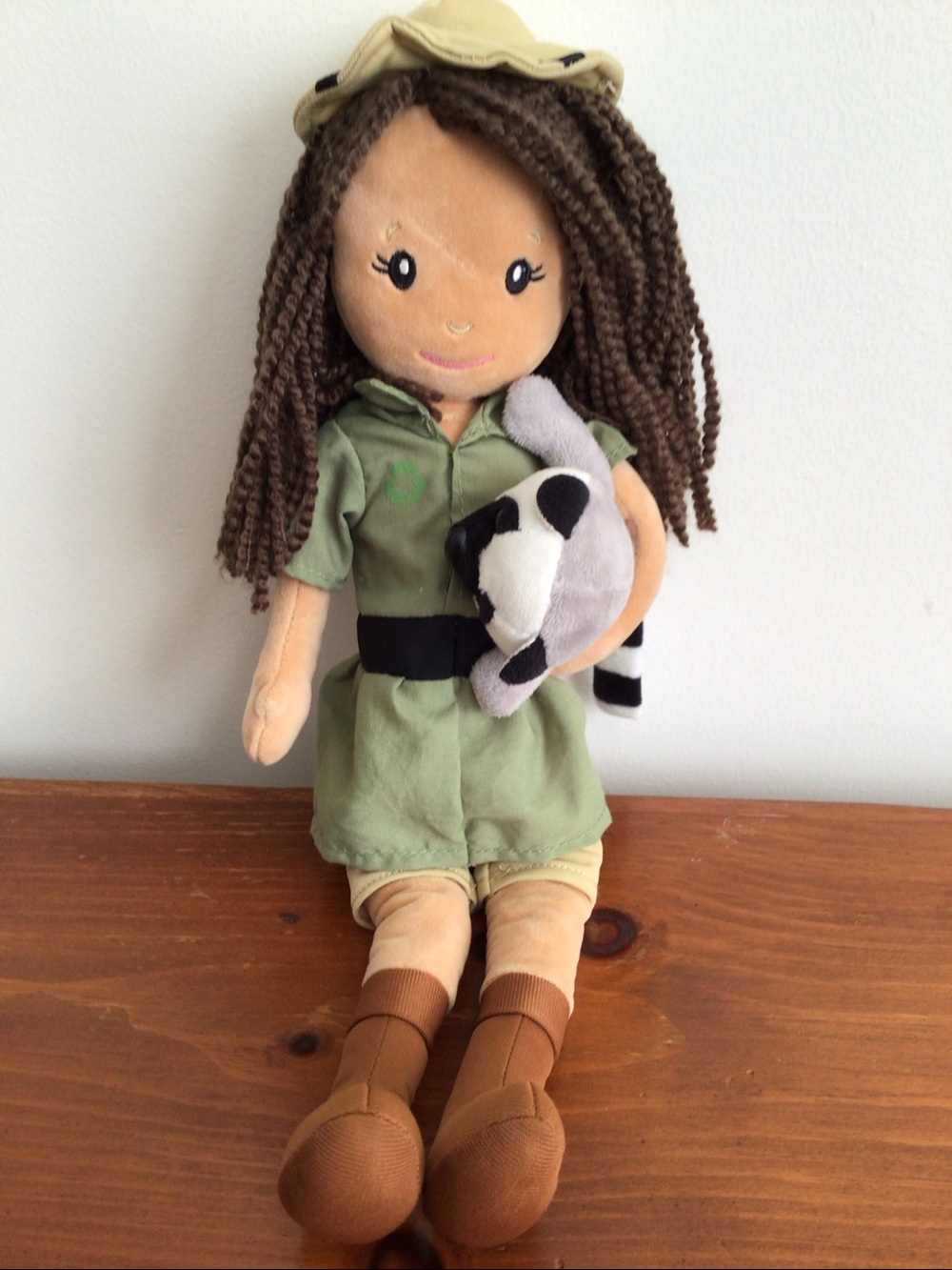 The Petting Zoo, Zookeeper Doll Holding Lemur Stuffed Animal 16"